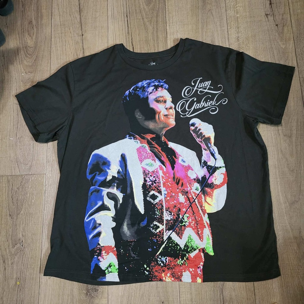 Juan Gabriel Mens Graphic T-Shirt Black Short Sleeve El Divo de Juarez 2X